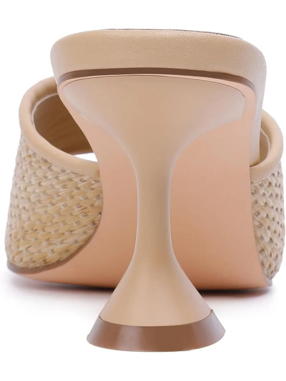 Women's Nude Braided Square Open Toe Slip on Heeled Slides Sexy Mules Sandals